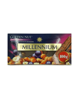 Шоколад "MILLENIUM GOLD" Молочный с изюмом и целыми лесными орехами Шоколад "MILLENIUM GOLD" Молочный с изюмом и целыми лесными орехами