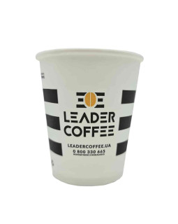 Стаканчики паперові з логотипом LeaderCoffee, 175 мл: екологічні, приємні, нешкідливі Стаканчики паперові з логотипом LeaderCoffee, 175 мл: екологічні, приємні, нешкідливі