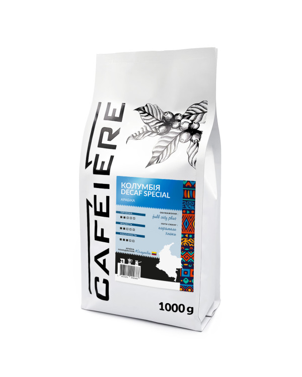 Кава в зернах без кофеїну Арабіка Колумбія DECAF SPECIAL, мешок 20 кг Кава в зернах без кофеїну Арабіка Колумбія DECAF SPECIAL, мешок 20 кг
