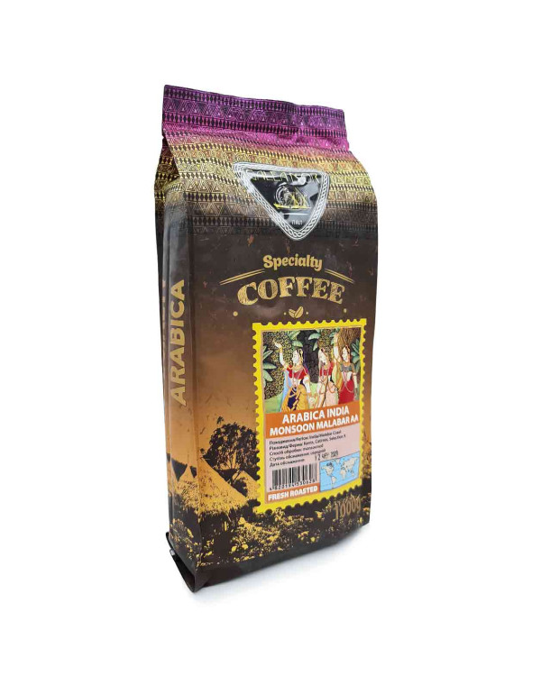 Кава в зернах GALEADOR Arabica India Monsoon Malabar AA, 100/0, 1кг Кава в зернах GALEADOR Arabica India Monsoon Malabar AA, 100/0, 1кг