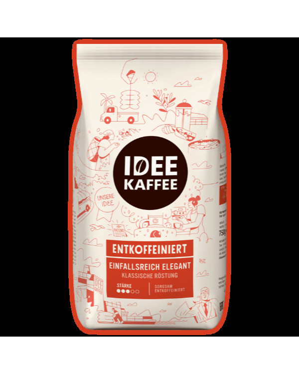 Кофе в зернах IDEE Kaffee Entkoffeinert, 750г